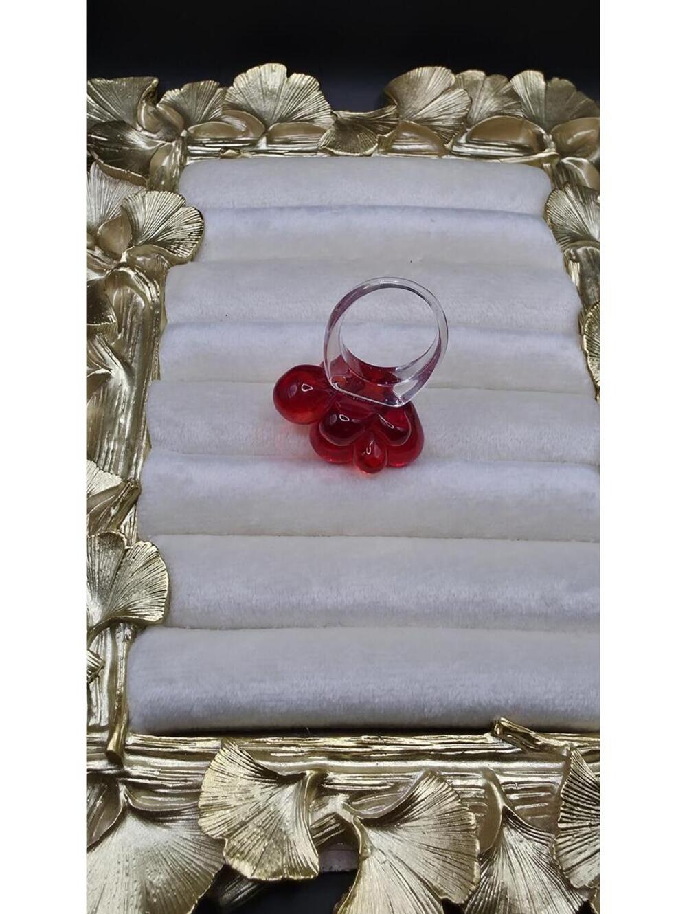 Unique Red Bubble Resin Statement Ring - Picture 5 of 6